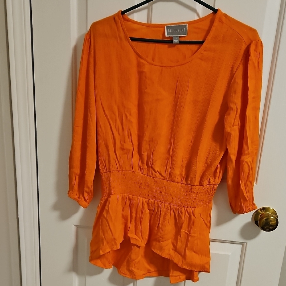 💖   $5 Add To Bundle Orange Peplum 3/4 Sleeve Blouse💖